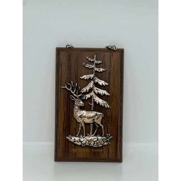 VTG 1000 Islands Canada Wall Plaque Stag & Pine Tree Design Retro Decor Wood - Picture 1 of 7